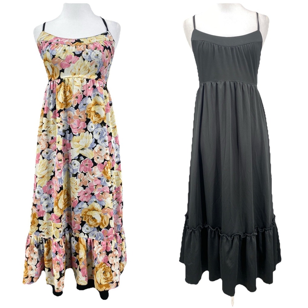 Vintage By Jody of CA Floral Black Sz 12 Reversible 70s‎ Cottagecore S-M